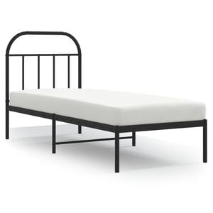 vidaXL Bedframe met hoofdbord metaal zwart 75x190 cm