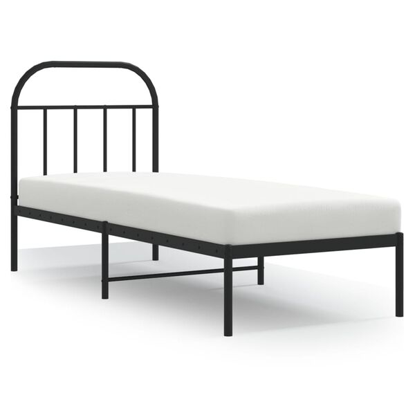 vidaXL Bedframe met hoofdbord metaal zwart 75x190 cm
