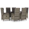 vidaXL 7-delige Tuinset met kussens poly rattan zwart en grijs