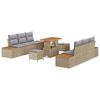 vidaXL Tuinbankenset met kussen 9 pcs Beige en Licht Grijs