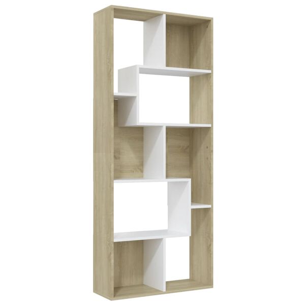 801882 vidaXL Boekenkast Wit en Sonoma Eik 67x24x161 cm Bewerkt Hout
