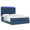 vidaXL Ottoman bed met matras en LED's 140x190cm stof blauw