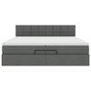 vidaXL Ottoman bed met matrassen en LED's 200x200cm stof donkergrijs