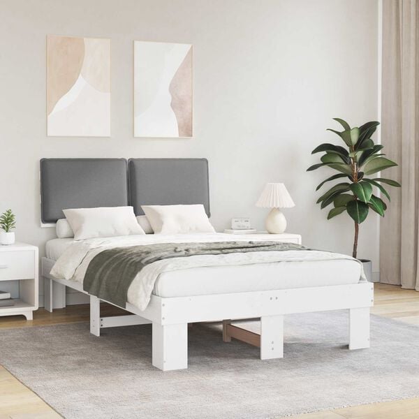 vidaXL Bedframe met Gevoerd Hoofdgedeelte Lichtgrijs 120 x 200 cm