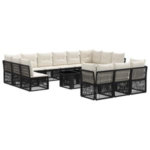 vidaXL Tuinbankenset 14 st Zwart poly rattan