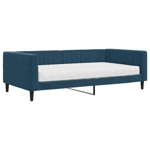 vidaXL Slaapbank met matras 100x200 cm fluweel blauw