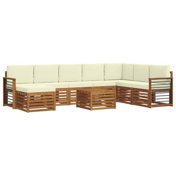 vidaXL Sofa-Sets 9 pcs Natuurlijk en Cr&egrave;me Massief Acaciahout