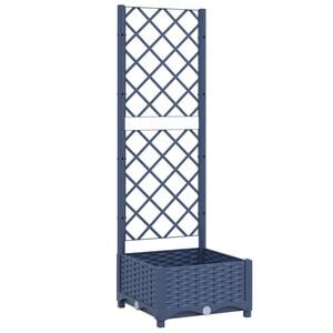 vidaXL Plantenbak met trellis blauwgrijs 40x40x121,5 cm PP
