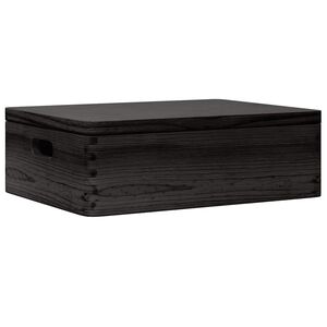 vidaXL Houten kist met deksel&handvatten 40x30x13cm grenenhout zwart