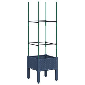 vidaXL Plantenbak met latwerk 40x40x142,5 cm polypropeen blauwgrijs
