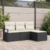 vidaXL Bankstel met kussen 4 pcs Zwart poly rattan