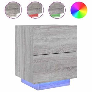 vidaXL Nachtkastje met LED-verlichting bewerkt hout grijs sonoma