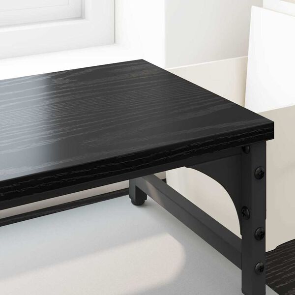 vidaXL Monitor Stand Zwart Eiken 105 x 23 x 15,5 cm Bewerkt hout