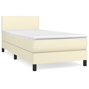 vidaXL Boxspring met matras kunstleer cr&egrave;mekleurig 80x200 cm