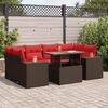 vidaXL 7-delige Loungeset met kussens poly rattan bruin