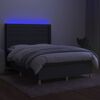 vidaXL Boxspring met matras en LED stof donkergrijs 140x200 cm