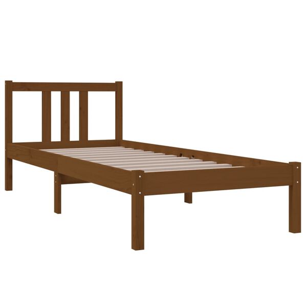 vidaXL Bedframe massief hout honingbruin 75x190 cm
