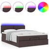 vidaXL Bed poef met matras en LED's 140x190 cm stof donkerbruin