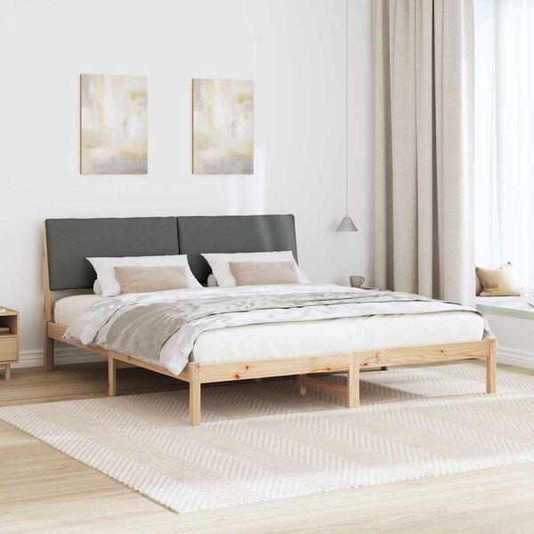 vidaXL Bedframe Bruin en donkergrijs 200 x 200 cm Massief grenenhout