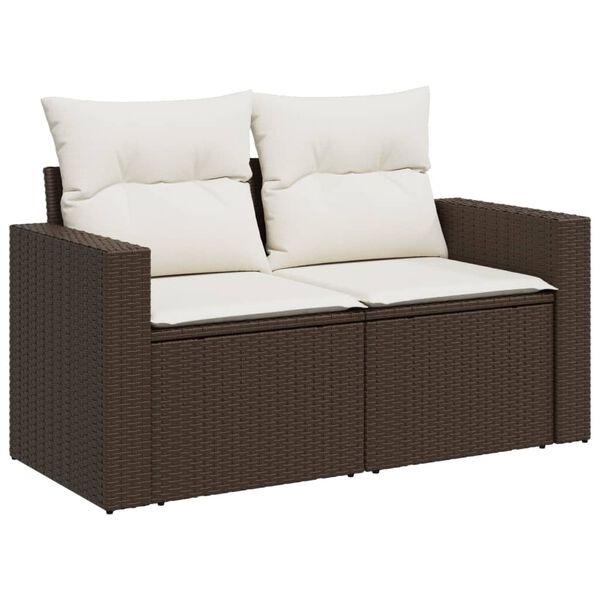 vidaXL 11-delige Loungeset met kussens poly rattan bruin