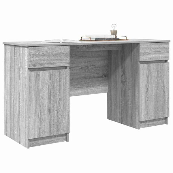 vidaXL Bureau met lade Grijs sonoma 140 x 49 x 76 cm Bewerkt hout