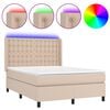 vidaXL Boxspring met matras en LED kunstleer cappuccinokleur 140x200cm