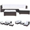 vidaXL 5-delige Loungeset met kussens poly rattan bruin