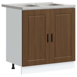 vidaXL Wastafel onderkast met opslag Porto 2 pcs Bruin Bewerkt hout