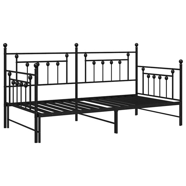 vidaXL Bedframe voor een daybed met hoofdeinde Zwart 90 x 200 cm Staal