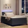 vidaXL LED Box Spring Bed Donkergrijs en Wit 120 x 200 cm Katoen Stof