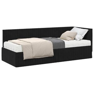 vidaXL Hoekbedframe met Matras met hoofdeinde 2 pcs Zwart Fluweel