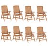 vidaXL Tuinstoelen 8 st verstelbaar met kussens massief teakhout
