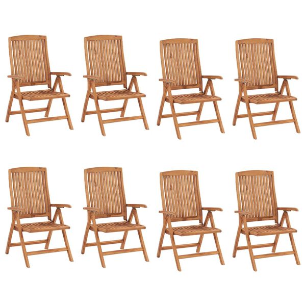 vidaXL Tuinstoelen 8 st verstelbaar met kussens massief teakhout