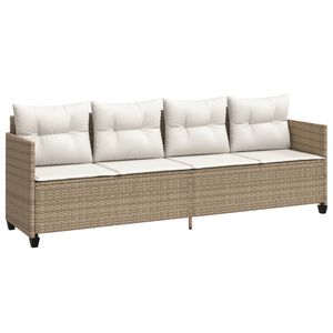 vidaXL Ligbed met kussens&nbsp;poly rattan beige