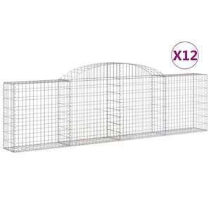 vidaXL Schanskorven 12 st gewelfd 300x30x80/100 cm ijzer
