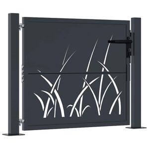 vidaXL Poort met grasontwerp 100x75 cm staal antracietkleurig