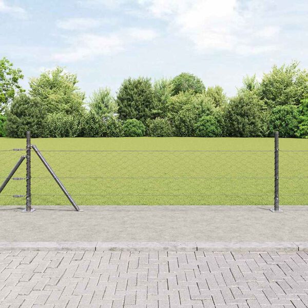 vidaXL Hecke met palen Grijs 0,5 x 50 m PVC-gecoat staal