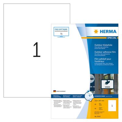 HERMA Folie-etiketten weerbestendig 40 vellen A4 210x297 mm wit