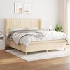 vidaXL Boxspring met matras stof cr&egrave;mekleurig 160x200 cm