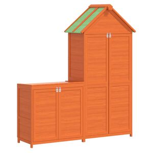 vidaXL 2-delige Tuinschuurset massief grenenhout bruin
