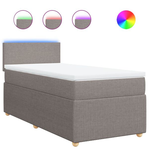 vidaXL Boxspring met matras stof taupe 90x190 cm