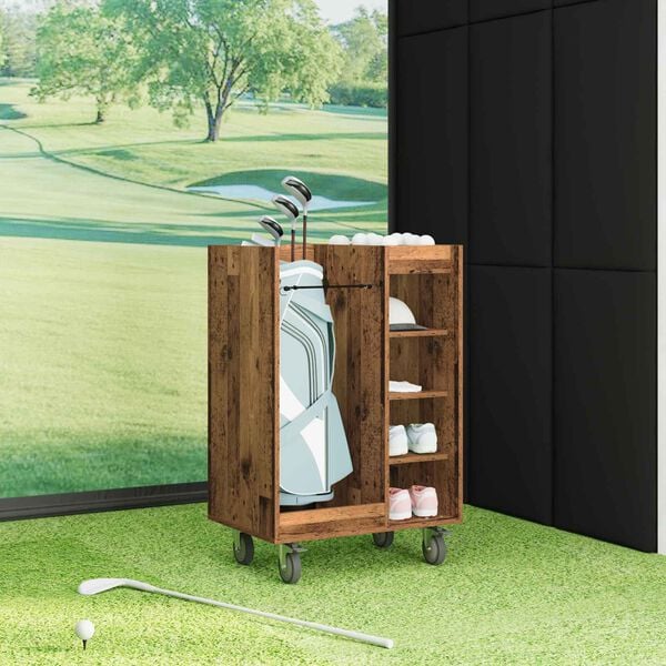 vidaXL Golfkast met wiel Effen Oudhout 65 x 45 x 98 cm