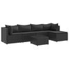 vidaXL 6-delige Loungeset met kussens poly rattan zwart