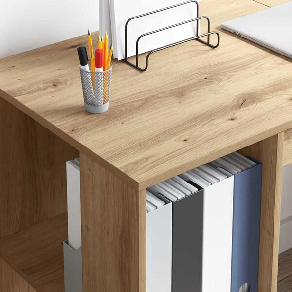 vidaXL Bureau met plank Artisan Eiken 130 x 50.5 x 75 cm Bewerkt hout