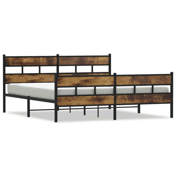 vidaXL Bedframe zonder matras metaal gerookt eikenkleurig 183x213 cm