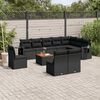 vidaXL 11-delige Loungeset met kussens poly rattan zwart