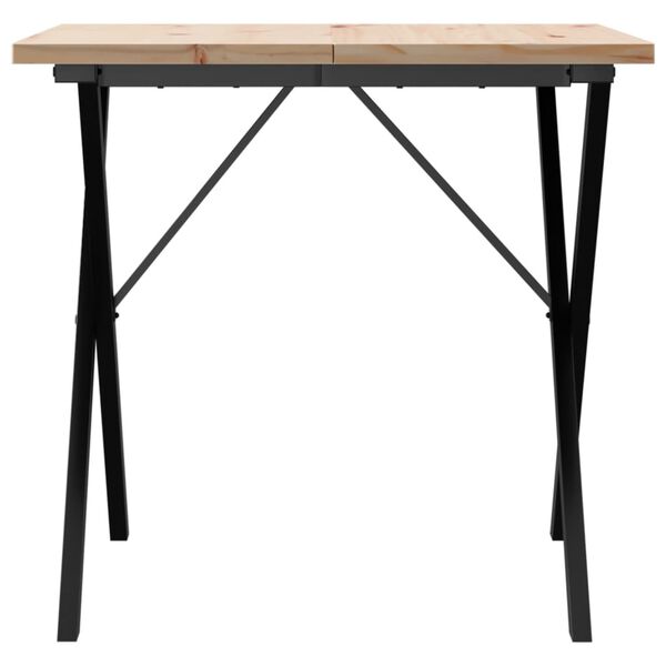 vidaXL Eettafel X-frame 90x90x75,5 cm massief grenenhout en staal