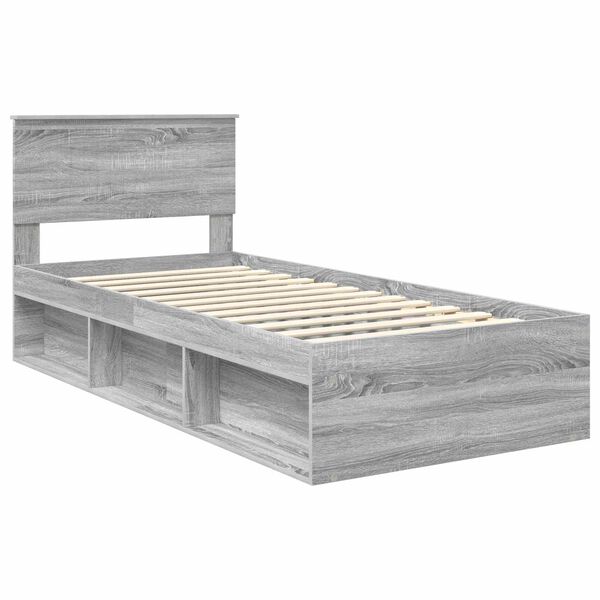 vidaXL Bedframe Grijs Sonoma 90 x 200 cm Massief grenenhout