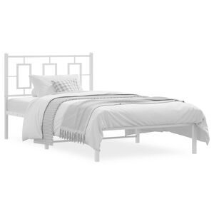 vidaXL Bedframe met hoofdbord metaal wit 100x190 cm