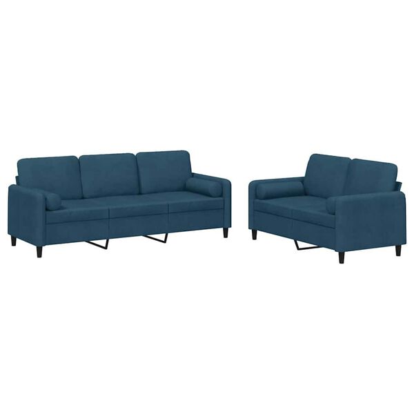 vidaXL 2-delige Loungeset met kussens fluweel blauw